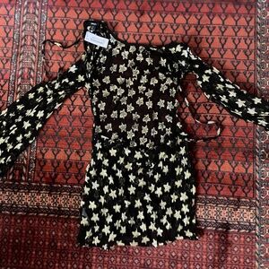 Jacquard Glitter Star Open Back Cover Up Mini Dress